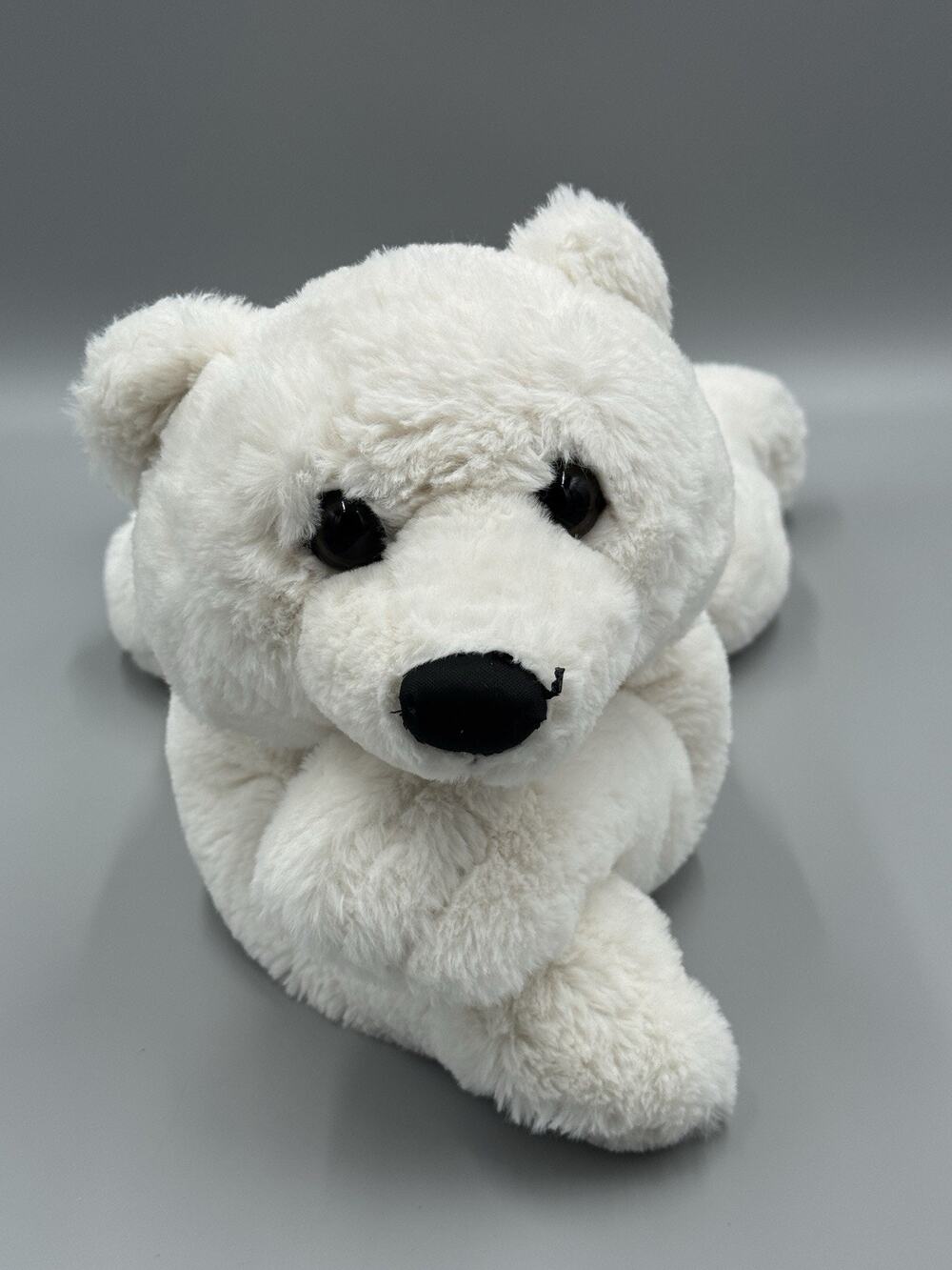FAO Schwarz Realistic White Polar Bear Floppy Plush Laying Flat 17” Stuffed Toy